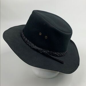 Cov-ver Your World Black Cotton Mens Cowboy Western Hat Braided Accent Large